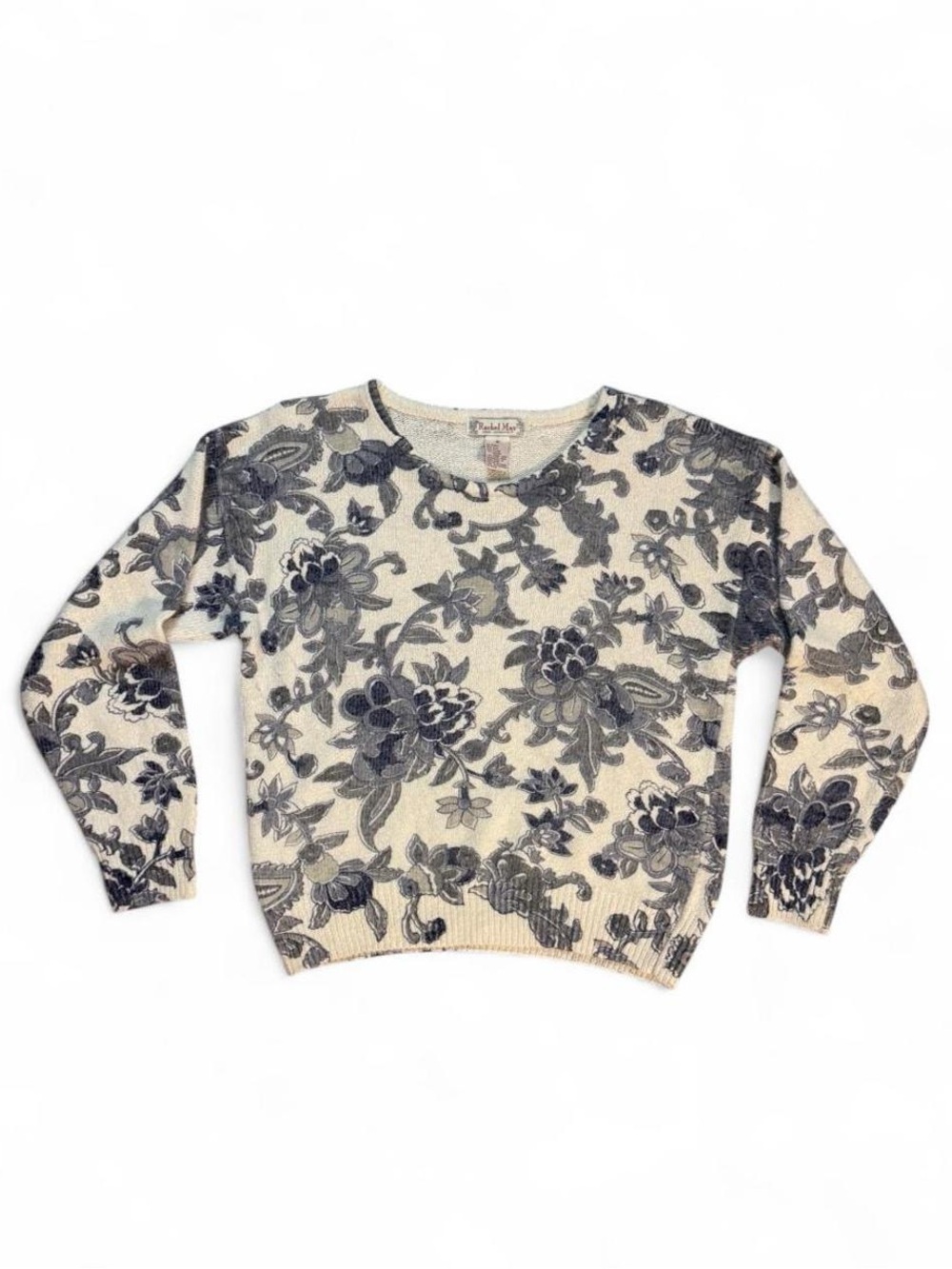 Rachel Max Vintage Silk & Angora Rabbit Hair Floral Sweater